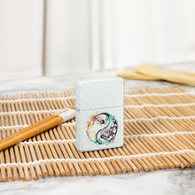 Load image into Gallery viewer, Zippo Lighter - Custom Engraved with Your Message for Floral Yin and Yang Design Glacier Pocket Lighter 46249