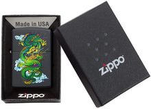 Load image into Gallery viewer, Zippo Black Matte Dragon Pocket Lighter, Black Matte Green Dragon, 1 Count (Pack of 1)