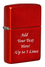 Load image into Gallery viewer, Zippo Lighter - Personalized Message Engraved on Backside Colored Windproof Lighter Metallic Red 49475
