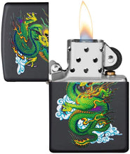 Load image into Gallery viewer, Zippo Black Matte Dragon Pocket Lighter, Black Matte Green Dragon, 1 Count (Pack of 1)