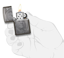 Load image into Gallery viewer, Zippo Lighter - Personalized Customize Message Engrave on Backside for Ben Franklin Dollar Bill #49025