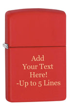 Load image into Gallery viewer, Zippo Lighter – Personalized Custom Message Engraved Windproof Classic Pocket Lighter Red Matte