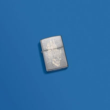 Load image into Gallery viewer, Zippo Lighter - Custom Engraved with Your Message - Skull Castle Design, Engraved - Brushed Chrome 46477