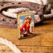 Load image into Gallery viewer, Zippo Lighter - Custom Engraved with Your Message for Rancher Design Regular Street Brass Pocket Lighter 46248