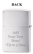 Load image into Gallery viewer, Zippo Lighter - Personalized Custom Message Engraved Windproof Astrological Sign Zodiac Lighter Brushed Chrome