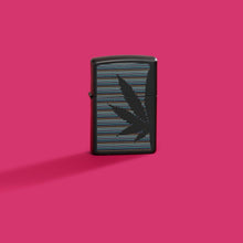 Load image into Gallery viewer, Zippo Lighter - Custom Message Engrave Leaf with Lines - Black Matte 48927