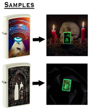 Load image into Gallery viewer, Zippo Lighter - Customized Glow-in-The-Dark Personalized Engraving with Your Photo, Image, Logo, Artwork, or Message - Genuine Windproof Collectible Zippo Lighter