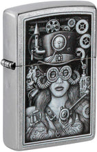 Load image into Gallery viewer, Zippo Steam Punk Woman Street Chrome Pocket Lighter