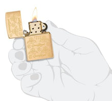 Load image into Gallery viewer, Zippo Lighter - Custom Engraved with Your Message for Crown Royal Elegance Design Brushed Brass Pocket Lighter 46299