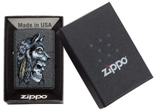Load image into Gallery viewer, Zippo Lighter- Personalized Engrave Wolf WolvesZippo Lighter Black Crackle 29863