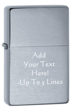 Load image into Gallery viewer, Zippo Lighter - Personalized Custom Message Engrave Chrome Windproof Lighter Vintage Brush 230-25