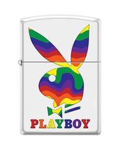 Load image into Gallery viewer, Zippo Lighter - Personalized Customize Message Engrave on Backside for Playboy Bunny (Bunny Pride Rainbow Z5559)