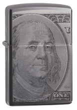 Load image into Gallery viewer, Zippo Lighter - Personalized Customize Message Engrave on Backside for Ben Franklin Dollar Bill #49025