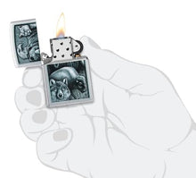 Load image into Gallery viewer, Zippo Lighter - Custom Engraved with Your Message for Animal Kingdom Design Satin Chrome Pocket Lighter 46237