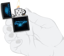 Load image into Gallery viewer, Zippo Ford Mustang Neon Logo Black Matte Pocket Lighter