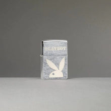 Load image into Gallery viewer, Zippo Lighter - Personalized Customize Message Engrave on Backside for Playboy Bunny (Brushed Chrome #49831)
