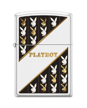 Load image into Gallery viewer, Zippo Lighter -for Playboy Rabbit Head Design Bunny Diagonals Lines Patterns White Matte Windproof Lighter #Z5332