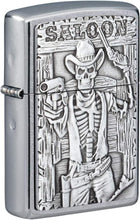 Load image into Gallery viewer, Zippo Saloon Skull Emblem Street Chrome Pocket Lighter