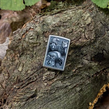 Load image into Gallery viewer, Zippo Lighter - Custom Engraved with Your Message for Animal Kingdom Design Satin Chrome Pocket Lighter 46237