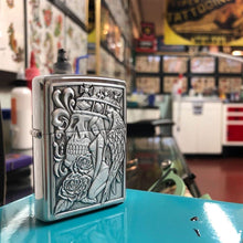 Load image into Gallery viewer, Zippo Lighter - Personalized Customize Message Engrave on Backside for Skull and Angel Emblem Design #49442