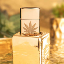 Load image into Gallery viewer, Zippo Lighter - Customized Message on Polished Brass Leaf Pocket Lighter 46560