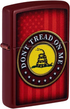 Load image into Gallery viewer, Zippo Lighter - Customized Message on Don't Tread on Me® Merlot Pocket 46419