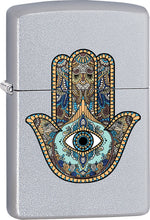 Load image into Gallery viewer, Zippo Lighter - Personalized Custom Message Engraved on Backside for Special Designs Windproof Lighter (Hamsa Hand Turquoise Z582)