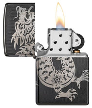 Load image into Gallery viewer, Zippo Lighter - Custom Engraved with Your Message for Lucky Dragon Design High Polish Black Pocket Lighter 46260