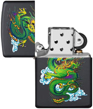 Load image into Gallery viewer, Zippo Black Matte Dragon Pocket Lighter, Black Matte Green Dragon, 1 Count (Pack of 1)