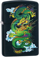 Load image into Gallery viewer, Zippo Black Matte Dragon Pocket Lighter, Black Matte Green Dragon, 1 Count (Pack of 1)