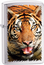 Load image into Gallery viewer, Zippo Lighter - Tiger Portrait with Textured Edge
