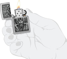 Load image into Gallery viewer, Zippo Lighter - Personalized Message Engraved Backside on Viking Design Windproof Lighter (Barbarian 48731)