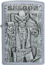 Load image into Gallery viewer, Zippo Saloon Skull Emblem Street Chrome Pocket Lighter