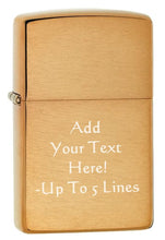 Load image into Gallery viewer, Zippo Lighter - Personalized Custom Message Engrave on Brass Windproof Lighter Brushed Brass 204B
