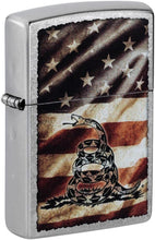 Load image into Gallery viewer, Zippo - Customized Message on Don't Tread on Me® Street Chrome Pocket 46417