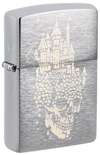Load image into Gallery viewer, Zippo Lighter - Custom Engraved with Your Message - Skull Castle Design, Engraved - Brushed Chrome 46477