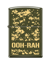 Load image into Gallery viewer, Zippo Lighter -Personalized Customize Message Engrave on Backside for USMC Ooh-Rah! Battle Cry Military Camouflage Green Matte #Z5353
