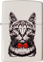 Load image into Gallery viewer, Zippo Lighter-Personalized Custom Message Engraved on Backside Cool Cat Bow Kitten Puddy Windproof Lighter (Bow Kitten #Z5494)