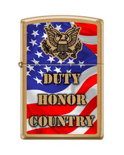 Load image into Gallery viewer, Zippo Lighter-Personalized Custom Message Engraved on Backside Duty Honor Country Brushed Brass Windproof Lighter #Z5505