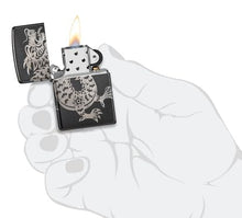 Load image into Gallery viewer, Zippo Lighter - Custom Engraved with Your Message for Lucky Dragon Design High Polish Black Pocket Lighter 46260