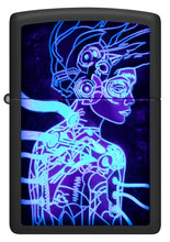 Load image into Gallery viewer, Zippo Lighter - Personalized Message Engraved Backside Woman Pop Art Windproof Lighter Black Light Cyber Woman 48517