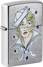 Load image into Gallery viewer, Zippo Sailor Girl Tattoo Design Street Chrome Pocket Lighter