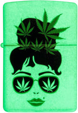 Load image into Gallery viewer, Zippo Cannabis Girl Design Glow in The Dark Pocket Lighter