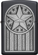 Load image into Gallery viewer, Zippo American Metal Emblem Black Matte Pocket Lighter