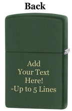 Load image into Gallery viewer, Zippo Lighter -Personalized Customize Message Engrave on Backside for USMC Ooh-Rah! Battle Cry Military Camouflage Green Matte #Z5353