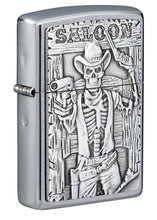Load image into Gallery viewer, Zippo Lighter - Personalized Customize Message Engrave on Backside for Saloon Skull Emblem Design #49298