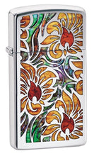 Load image into Gallery viewer, Zippo Lighter - Personalized Customize Message Engrave on Slim Size Windproof Lighter (Floral Fusion #29702)