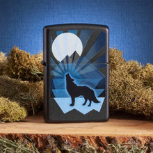 Load image into Gallery viewer, Zippo Lighter- Personalized Engrave Wolf Lighter Black and Blue 29864
