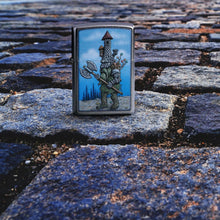 Load image into Gallery viewer, Zippo Lighter - Customized Message on Castle Troll Street Chrome Pocket 46246