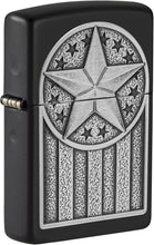 Load image into Gallery viewer, Zippo American Metal Emblem Black Matte Pocket Lighter